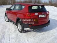 Пороги овальные с накладкой 75х42 мм Toyota RAV4 2013